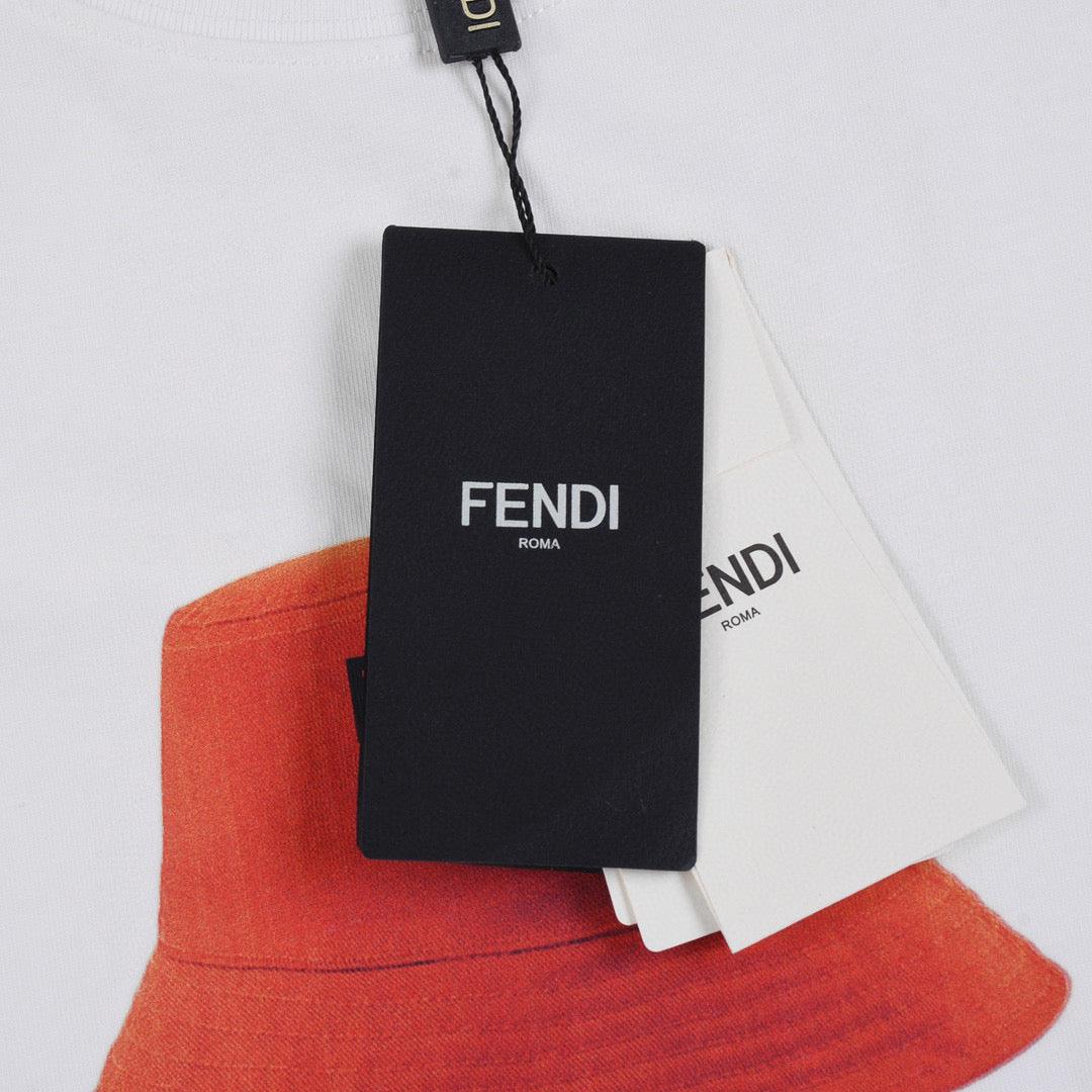 Fendi T-Shirt without Collar 'White-Orange'