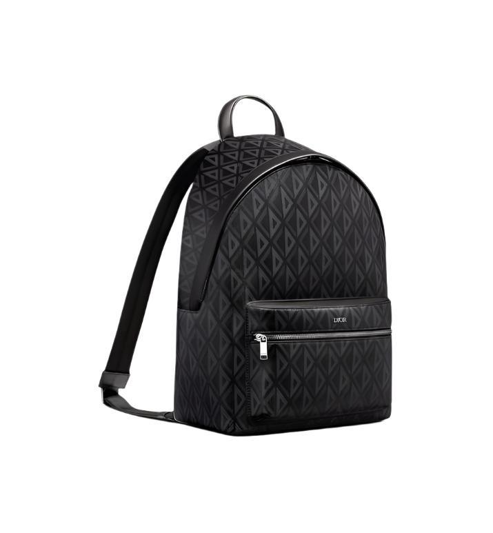 Dior Rider Zipped Backpack Black Coated Cotton Canvas with CD Diamond Print