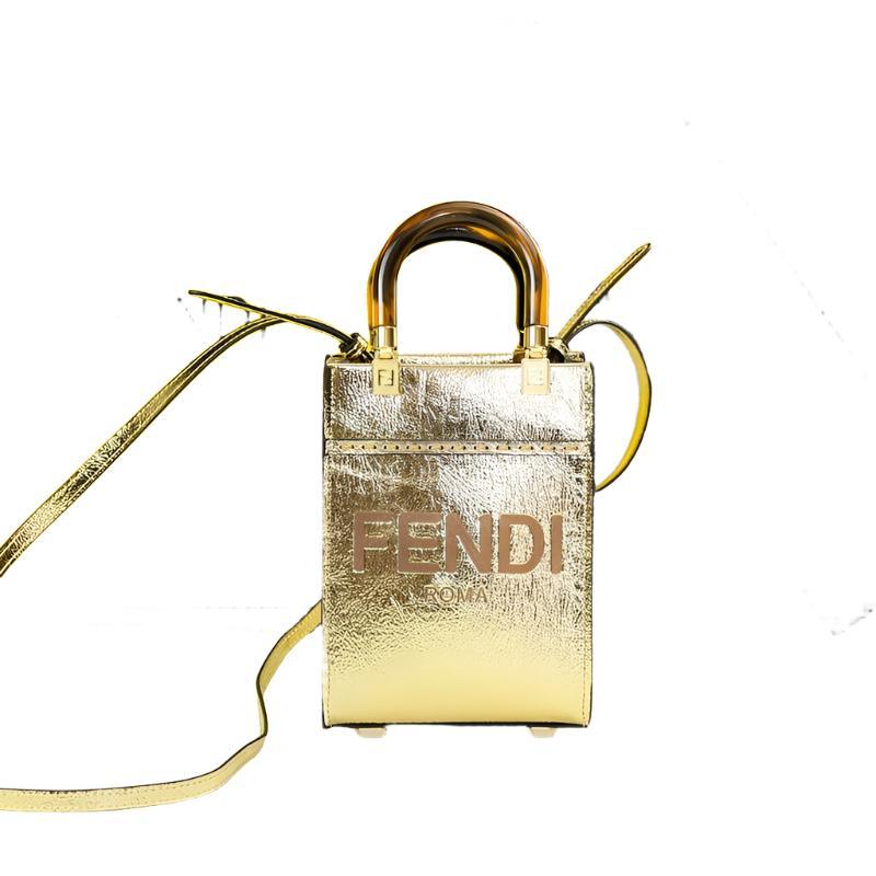 Fendi  Vitello King Plexiglass Logo Embossed Mini Fendi Sunshine Shopper Tote