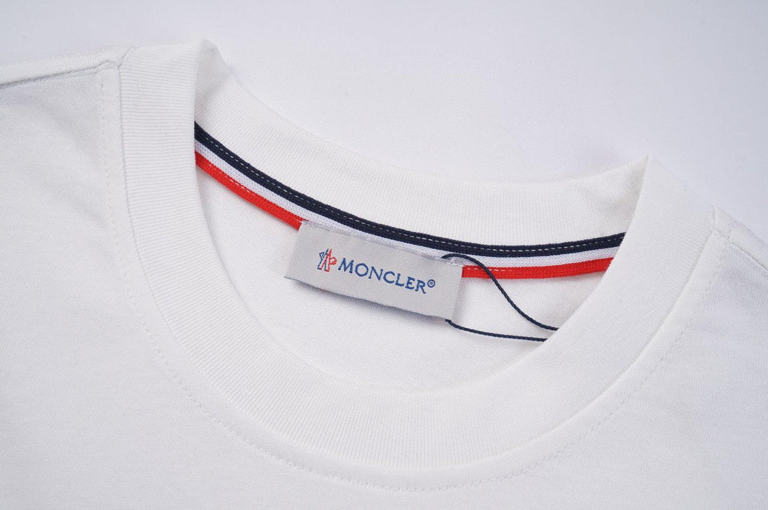 Moncler T-Shirt Without Collar 'White/Black/Red'