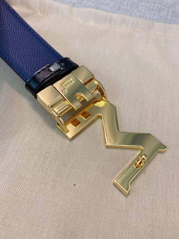 Montblanc M Buckle Reversible Leather Belt 'Black/Blue'