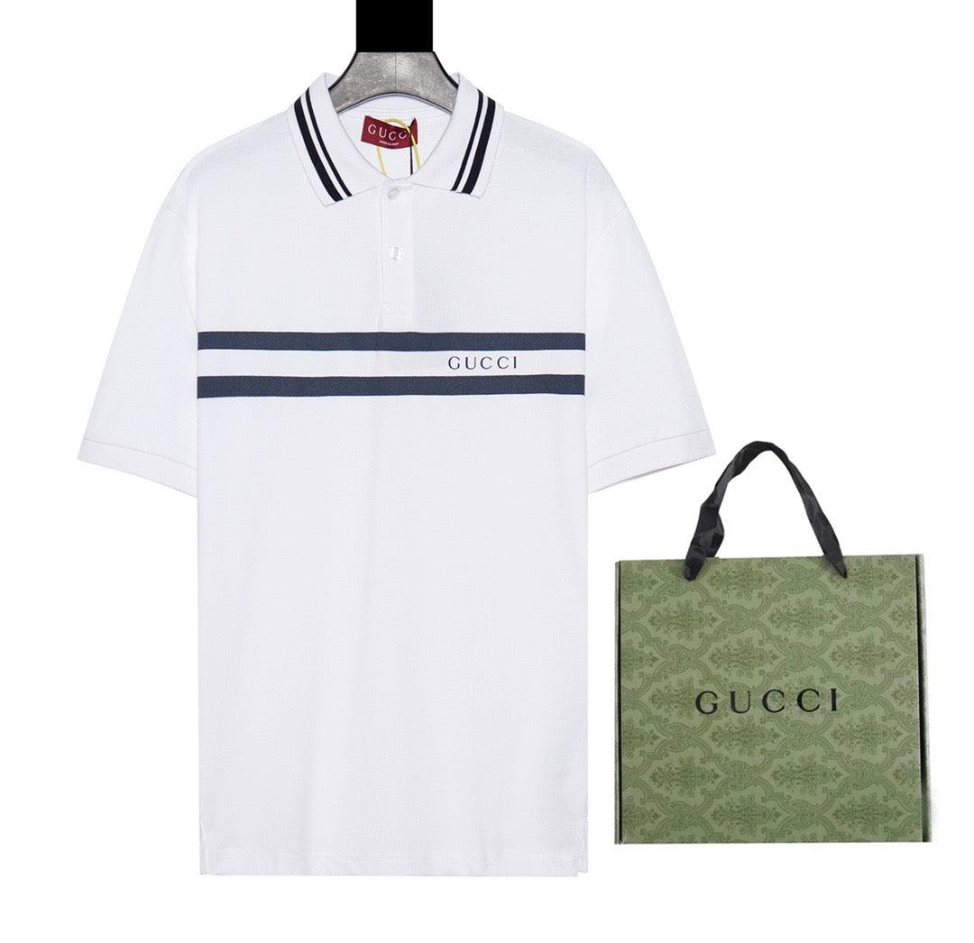 Gucci White T-shirt with a collar