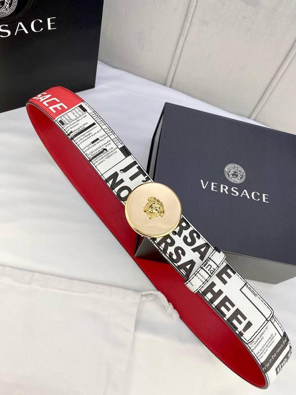 Versace MEDUSA BIGGIE ENAMEL LEATHER BELT