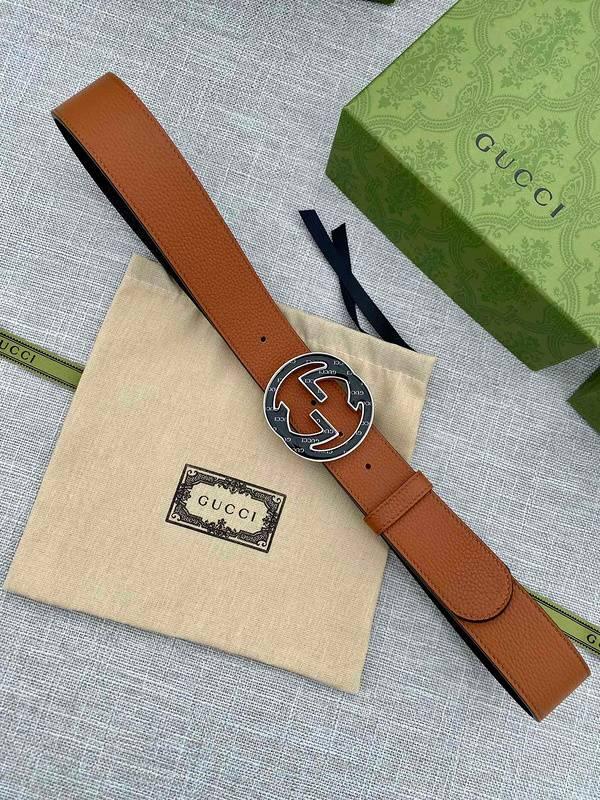 GUCCI Embellished coated-canvas and leather belt 'Brown'