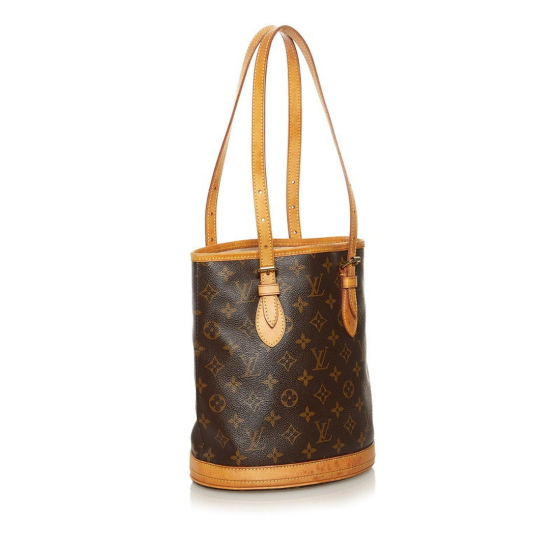 Louis Vuitton Monogram Bucket PM Tote Bag Brown PVC Leather Ladies