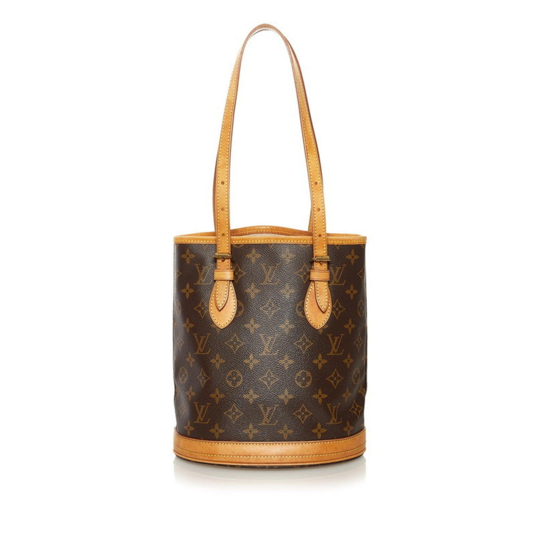 Louis Vuitton Monogram Bucket PM Tote Bag Brown PVC Leather Ladies