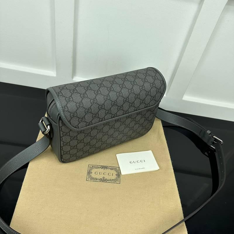 Gucci GG Supreme Monogram Textured Dollar Calfskin Ophidia Flap Shoulder Bag