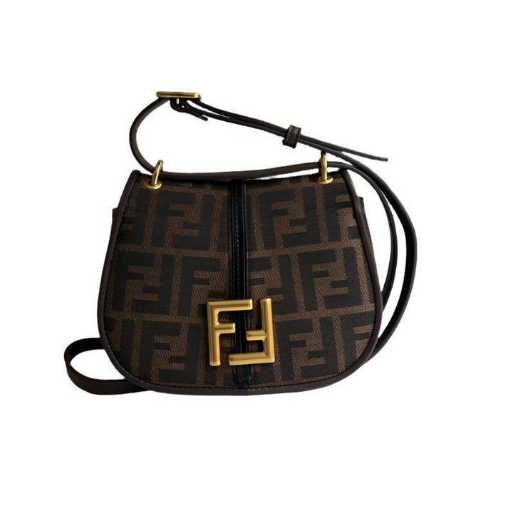 Fendi C’mon Small Brown FF jacquard fabric bag