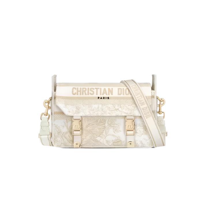 Christian Dior Canvas Diorcamp Messenger in White Gold