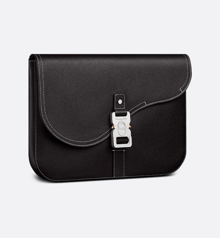 Dior Saddle A4 Pouch Black Grained Calfskin