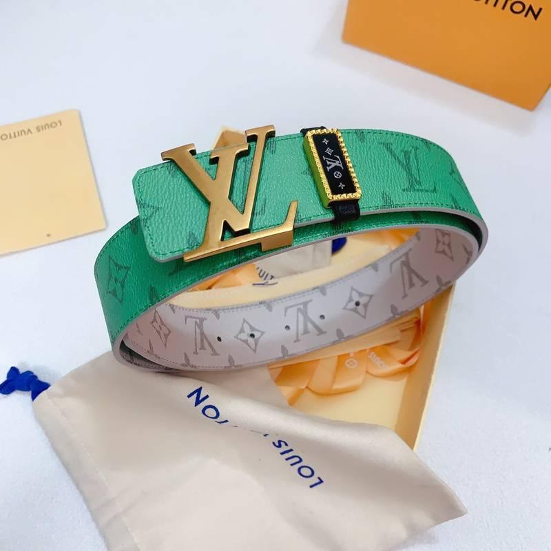 Louis Vuitton Double Belt Logo 'Green/Cream'