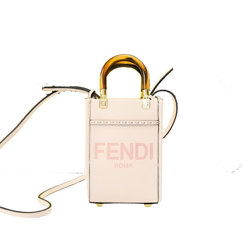 Fendi  Vitello King Plexiglass Logo Embossed Mini Fendi Sunshine Shopper Tote