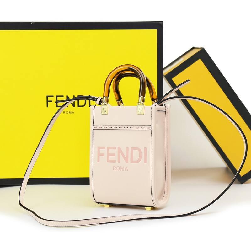 Fendi  Vitello King Plexiglass Logo Embossed Mini Fendi Sunshine Shopper Tote