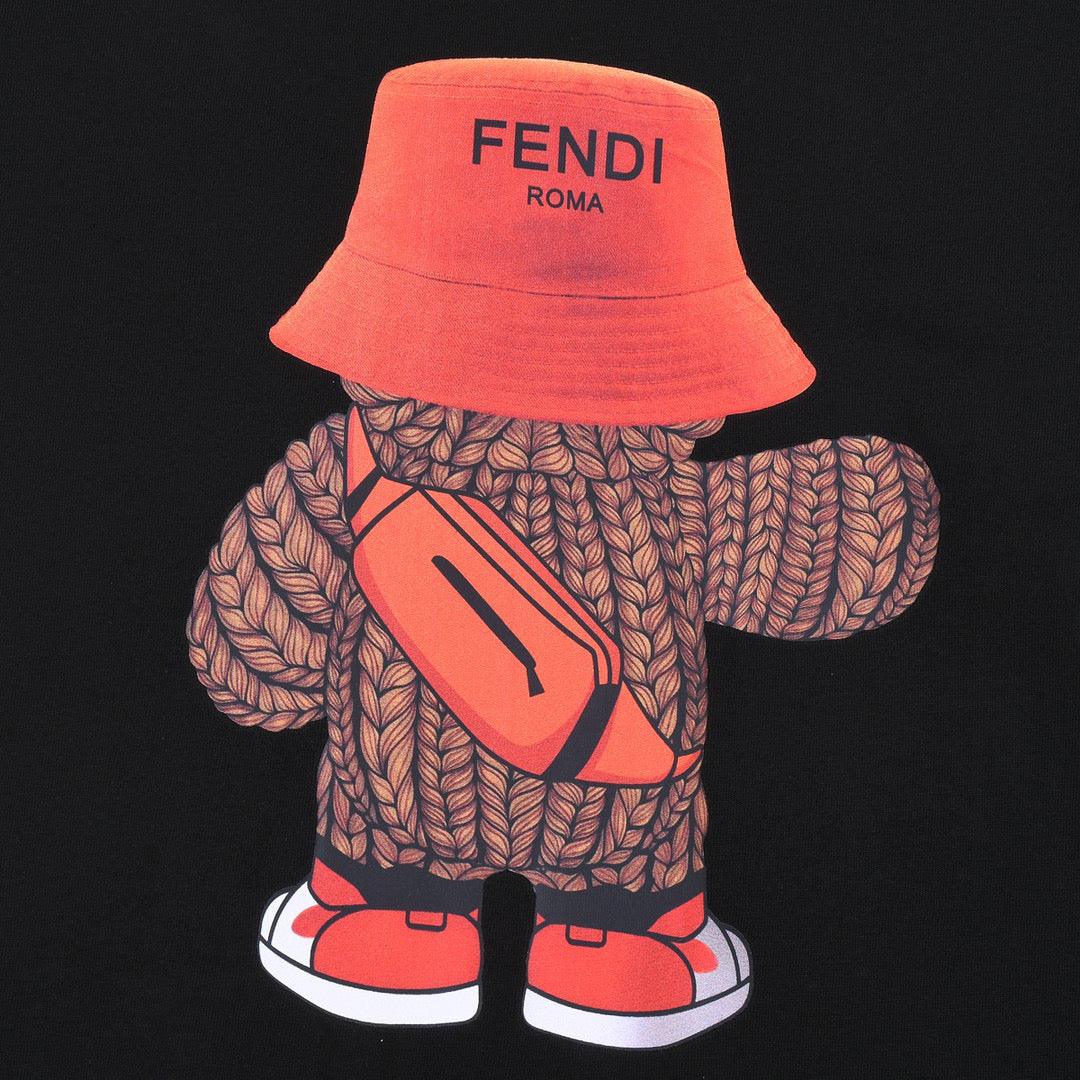 Fendi T-Shirt without Collar 'Black-Orange'