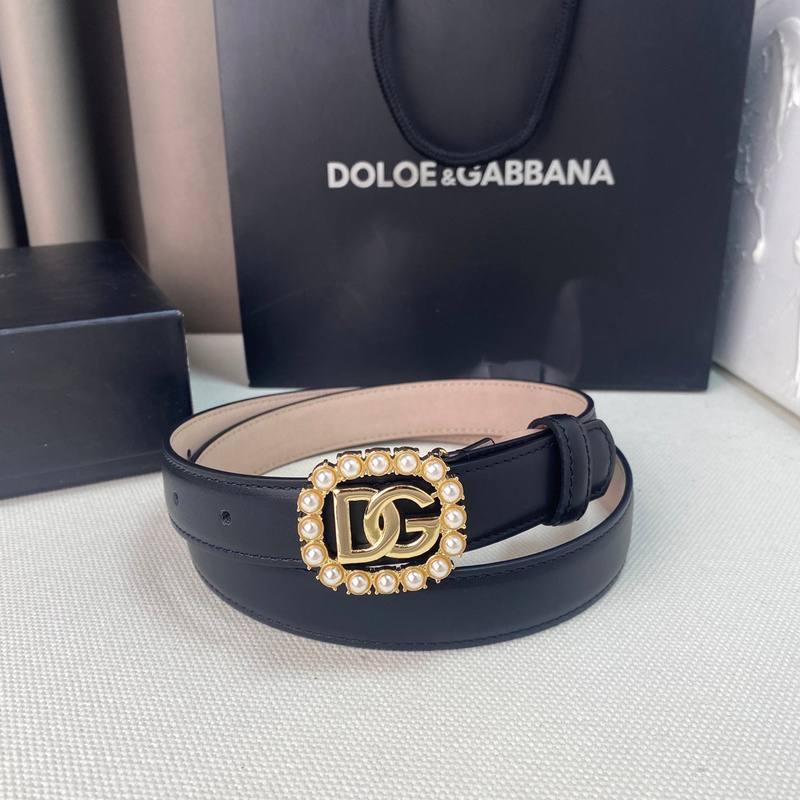 Dolce Gabbana Women Calfskin belt with bejeweled DG logo 'Black'