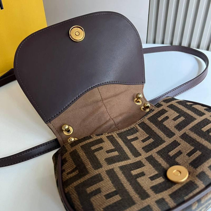 Fendi C’mon Small Brown FF jacquard fabric bag