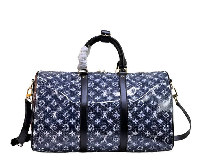 Louis Vuitton Navy & White Monogram Keepall 50