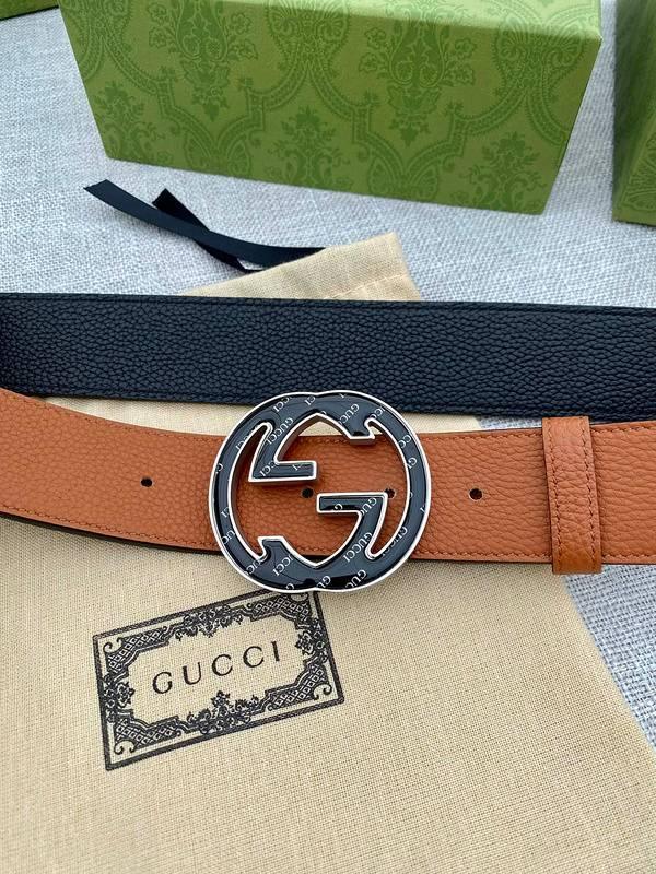 GUCCI Embellished coated-canvas and leather belt 'Brown'