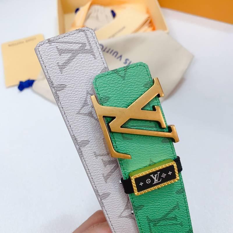 Louis Vuitton Double Belt Logo 'Green/Cream'