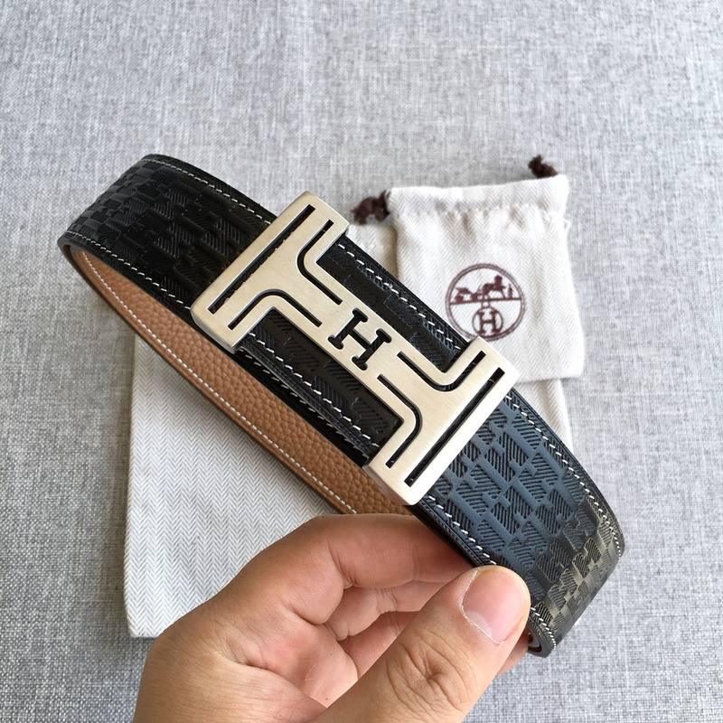 Hermes Men Silver Buckle Belt 'Black'