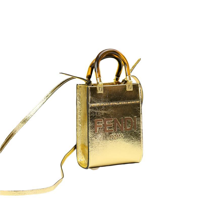 Fendi  Vitello King Plexiglass Logo Embossed Mini Fendi Sunshine Shopper Tote