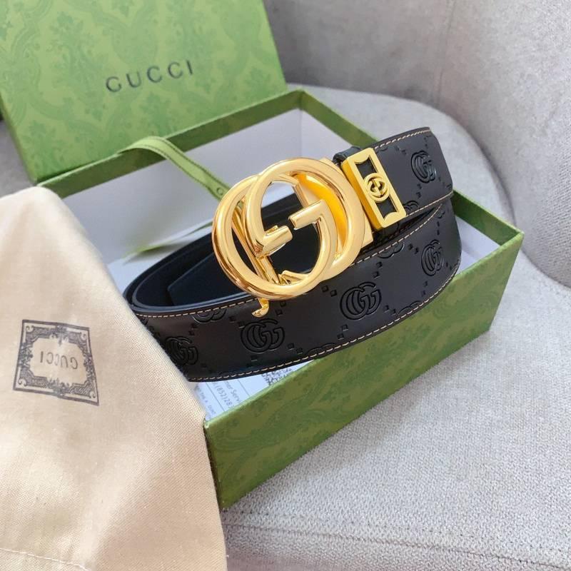 GUCCI Embellished coated-canvas and leather belt 'Black'