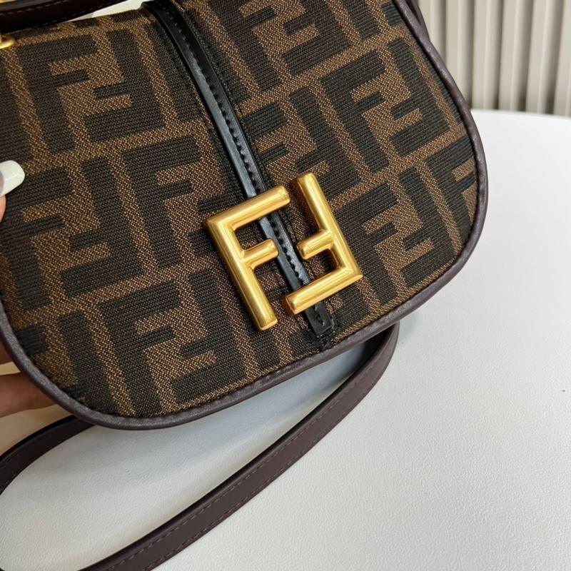 Fendi C’mon Small Brown FF jacquard fabric bag