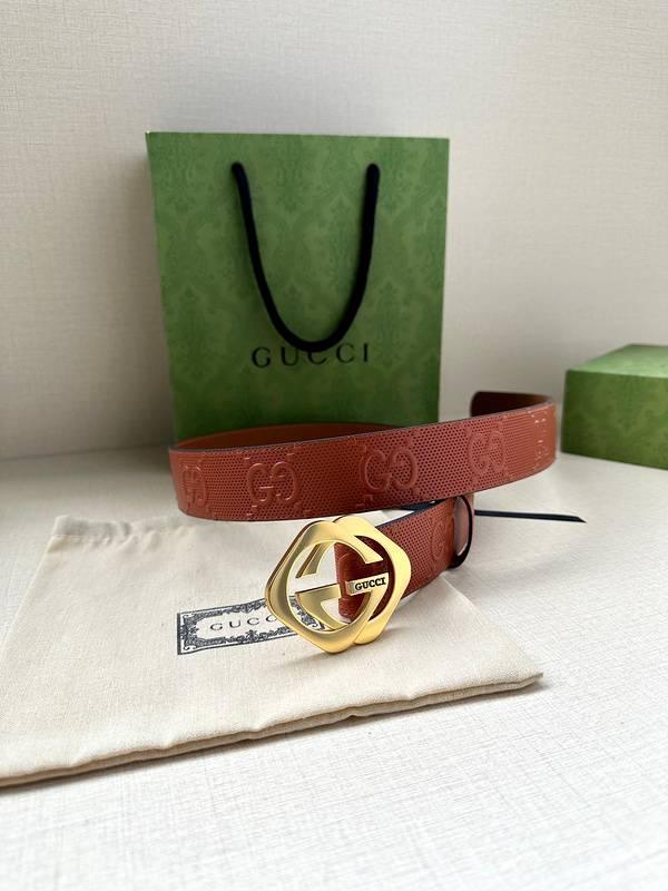 GUCCI Embellished coated-canvas and leather belt 'Red'