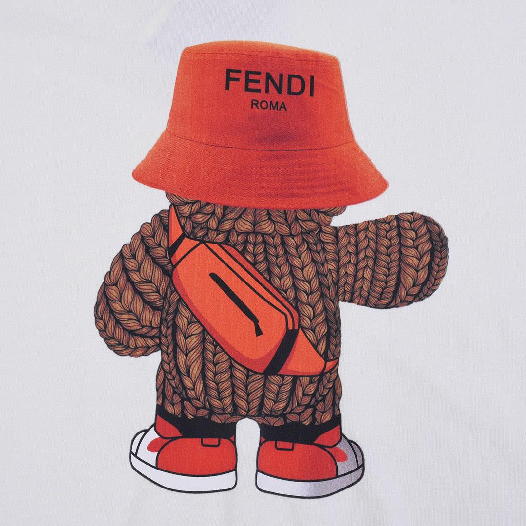 Fendi T-Shirt without Collar 'White-Orange'