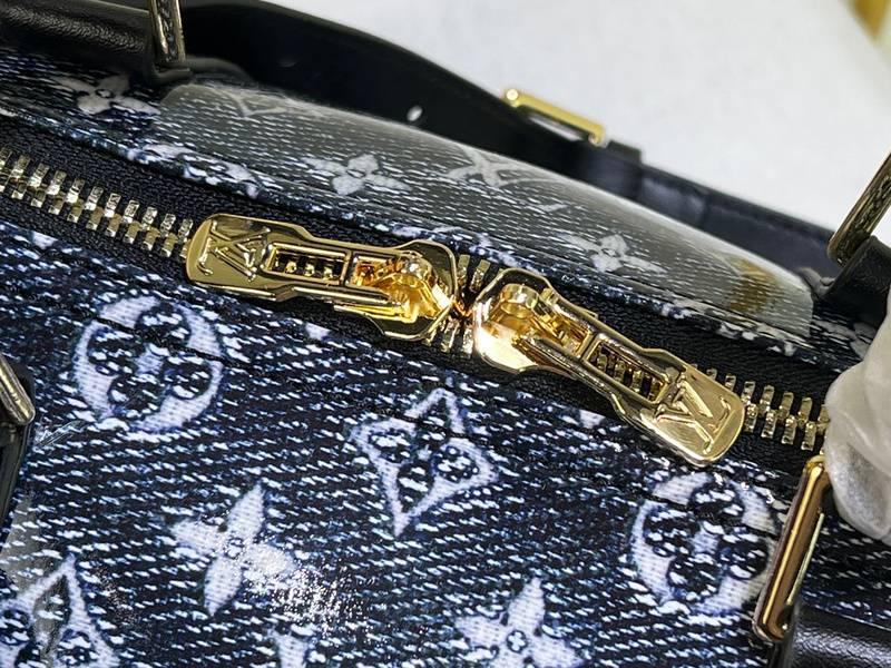 Louis Vuitton Navy & White Monogram Keepall 50