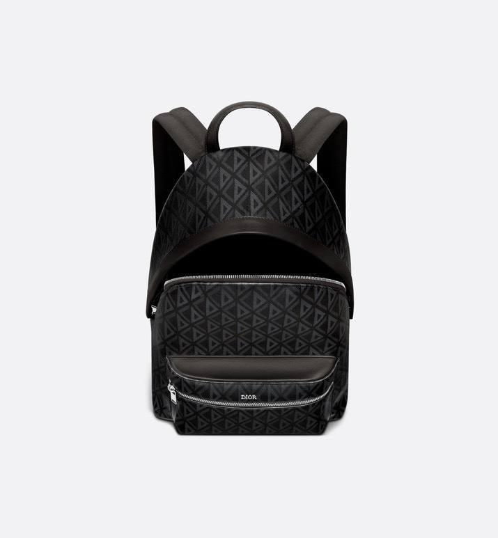 Dior Rider Zipped Backpack Black Coated Cotton Canvas with CD Diamond Print