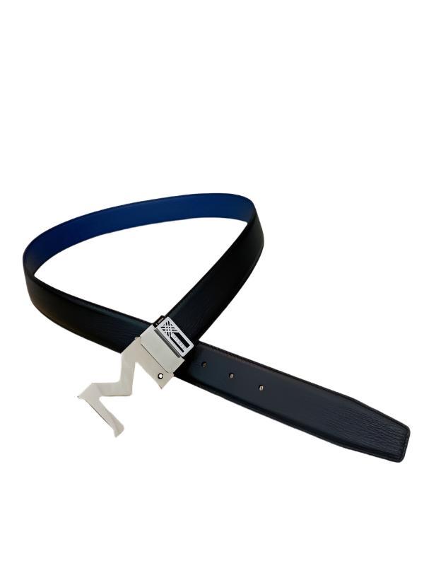 Montblanc M Buckle Reversible Leather Belt 'Black/Blue'