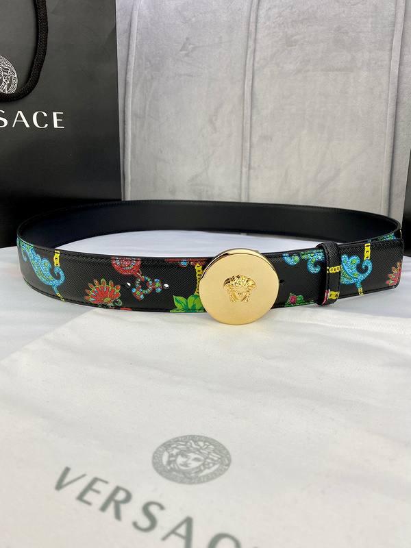 Versace MEDUSA BIGGIE ENAMEL LEATHER BELT