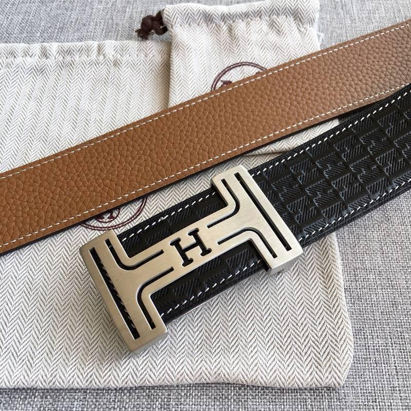 Hermes Men Silver Buckle Belt 'Black'