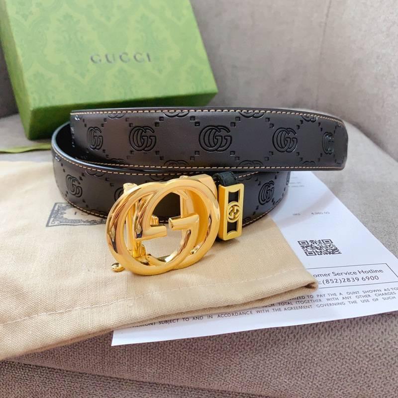 GUCCI Embellished coated-canvas and leather belt 'Black'