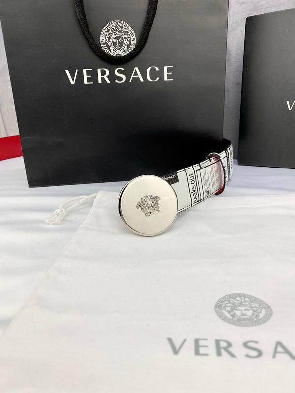 Versace MEDUSA BIGGIE ENAMEL LEATHER BELT