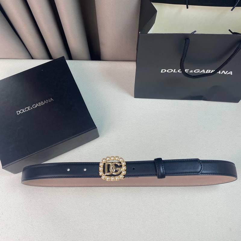 Dolce Gabbana Women Calfskin belt with bejeweled DG logo 'Black'