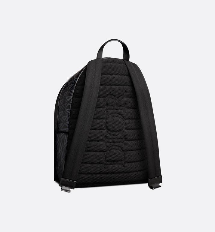 Dior Rider Zipped Backpack Black Coated Cotton Canvas with CD Diamond Print