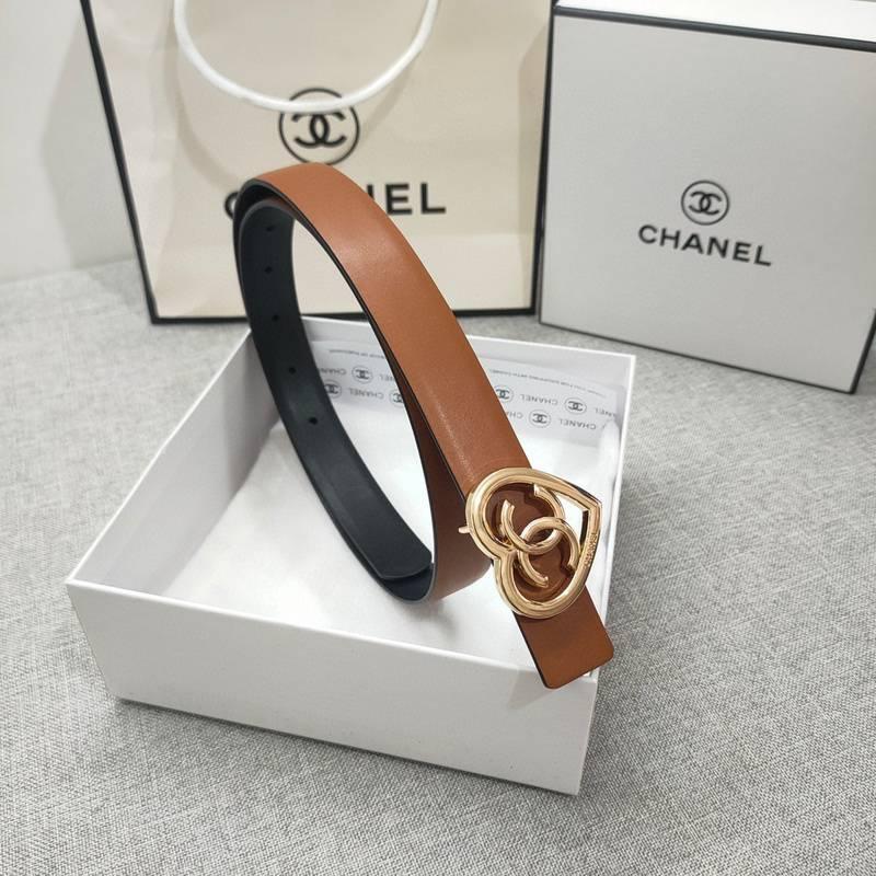 Chanel Calfskin CC Heart Coco In Love Women Belt 'Brown'