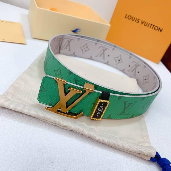 Louis Vuitton Double Belt Logo 'Green/Cream'