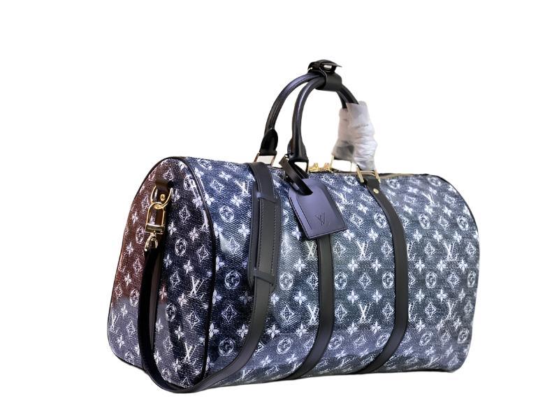 Louis Vuitton Navy & White Monogram Keepall 50