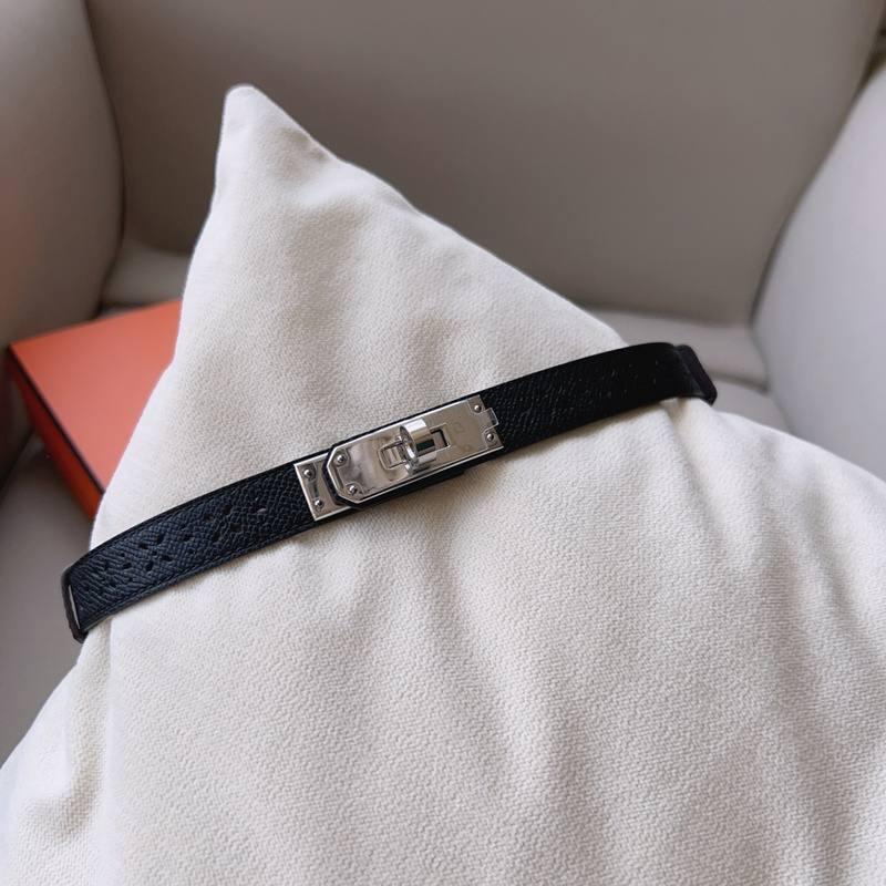 Hermes Men Silver Buckle Belt 'Black'