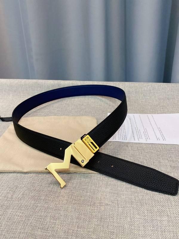 Montblanc M Buckle Reversible Leather Belt 'Black/Blue'