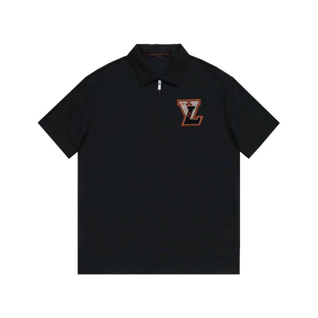 Louis Vuitton Black T-Shirt with Collar