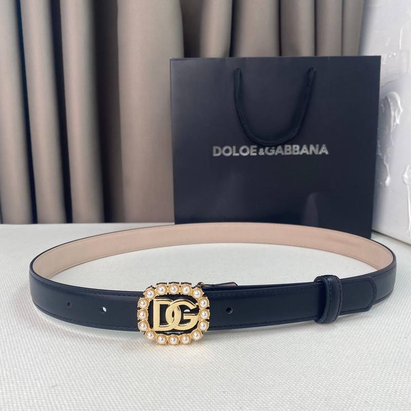 Dolce Gabbana Women Calfskin belt with bejeweled DG logo 'Black'