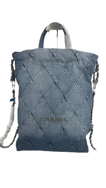 Chanel Denim Quilted Chanel 22 Backpack