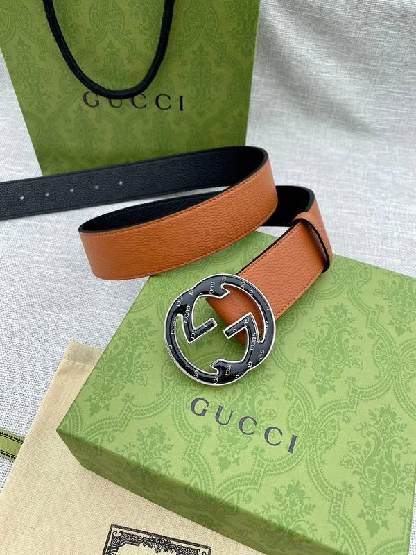 GUCCI Embellished coated-canvas and leather belt 'Brown'