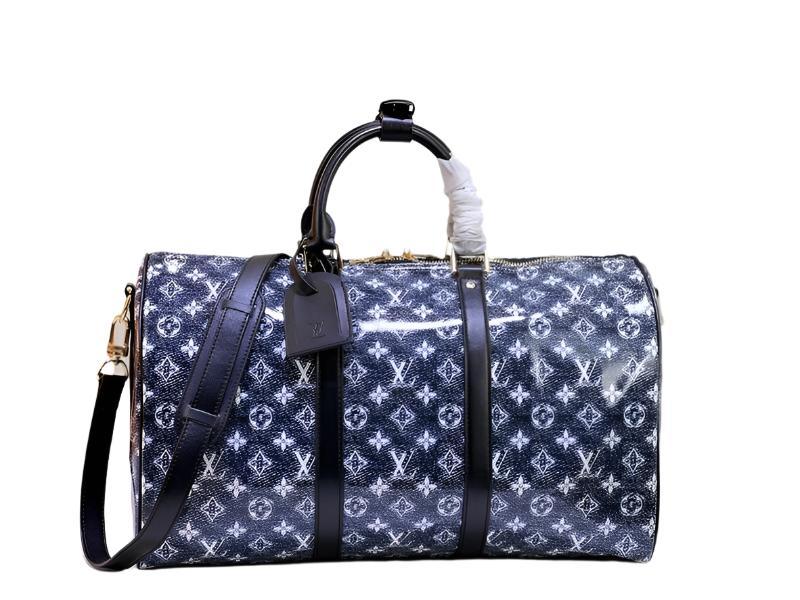 Louis Vuitton Navy & White Monogram Keepall 50