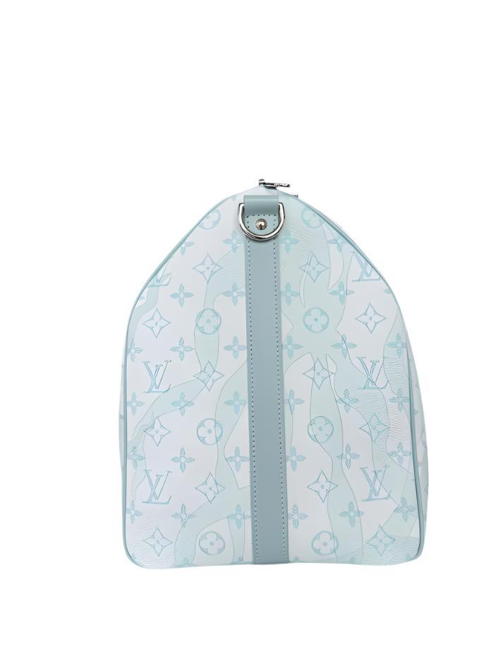 Louis Vuitton White & Blue Aquagarden Monogram Keepall 50