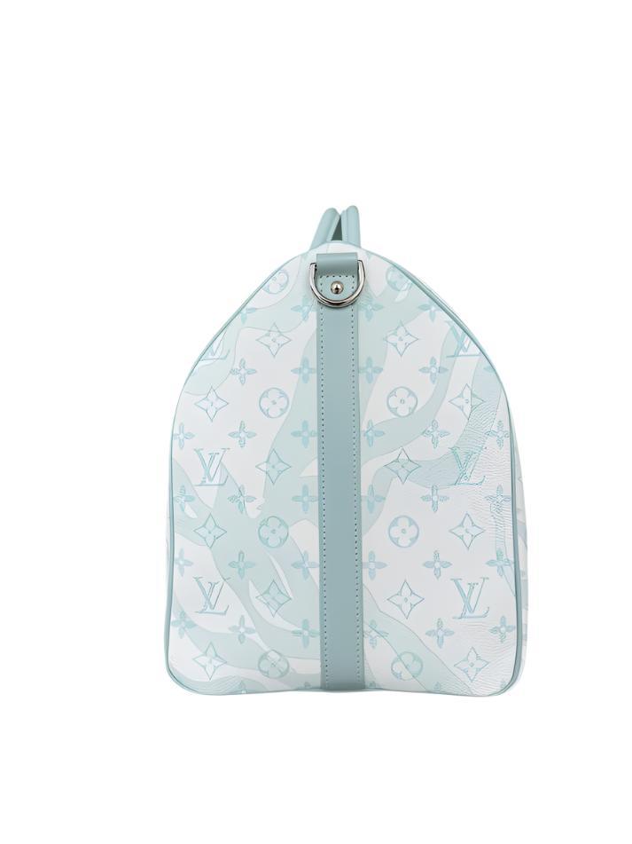 Louis Vuitton White & Blue Aquagarden Monogram Keepall 50